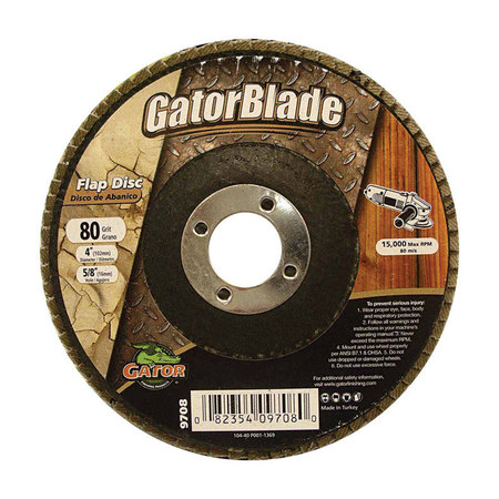 GATOR FINISHING FLAP DISC 4""X5/8"" 80GRIT 9708